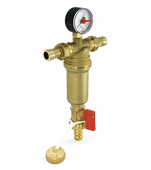 Фильтр промывной ВН с редукционными соединениями со сливным шаровым краном и манометром